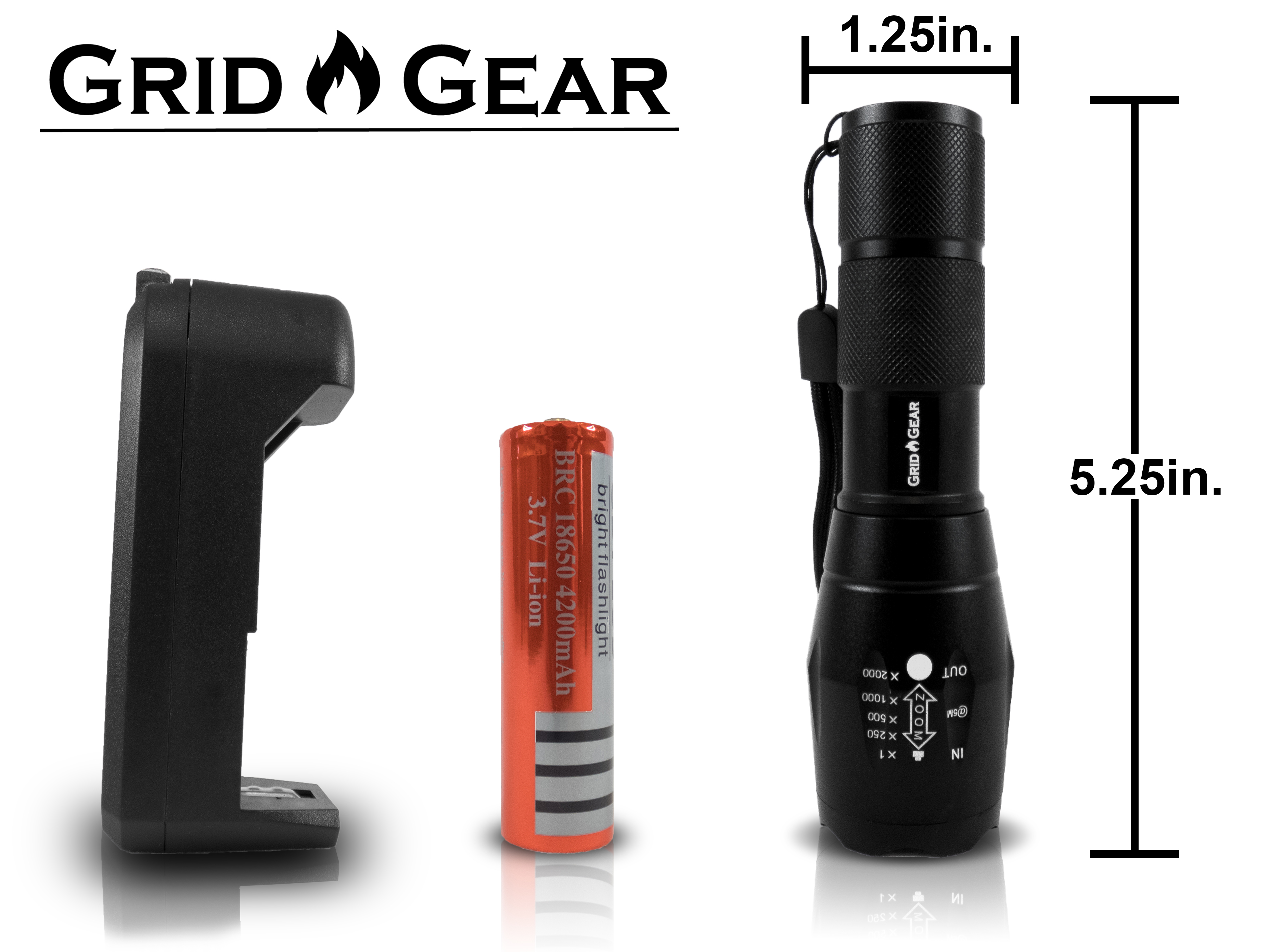 flaslight dimensions and accessories